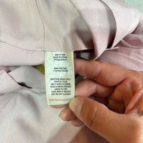 NWT Soft Surroundings Ingrid Dusty Pink Cropped Wide Leg Belted Pants Size 4 - Picture 7 of 12